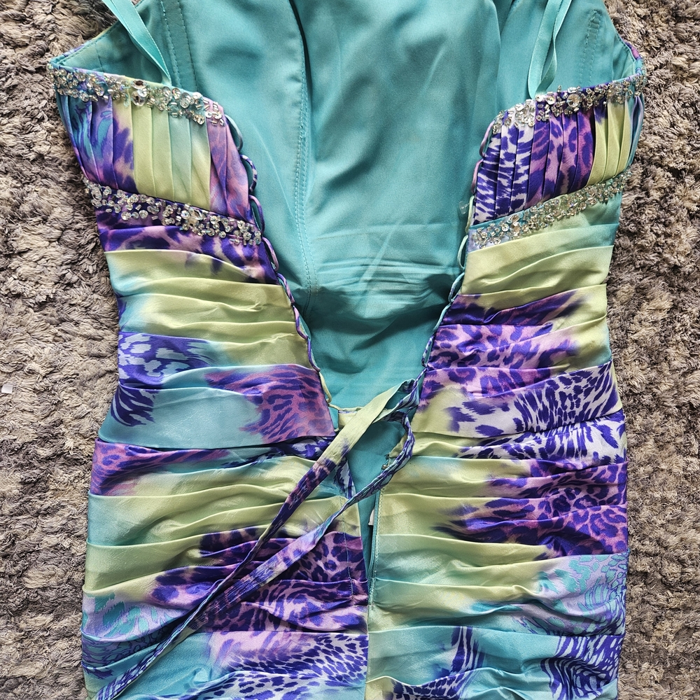 Mori Lee Prom Dress Mermaid Floor Length Corset Back Beaded Formal Gown Size 5/6 - Picture 10 of 12
